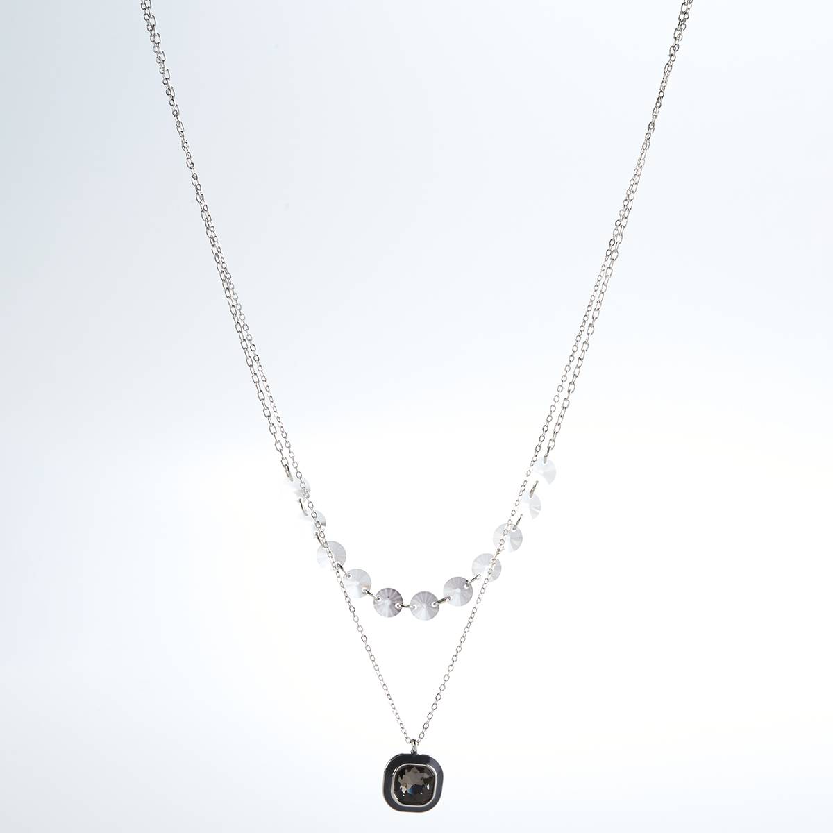 Ashley Cooper(tm) Grey Ombre 2 Row Pendant Necklace