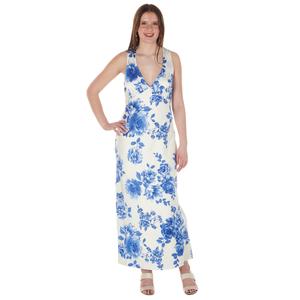 Juniors Crystal Doll Floral Satin V-Neck Maxi Dress
