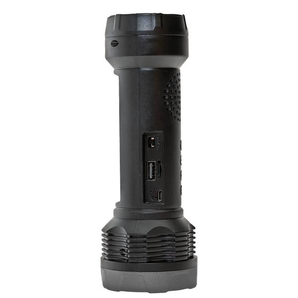 QFX Solar Flashlight w/ FM Radio External Speaker alternate view