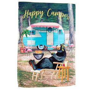 Happy Camper Bear Garden Flag