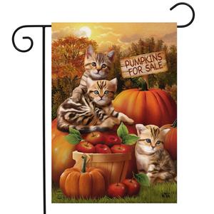 Briarwood Lane Fall Kittens w/ Apples & Pumpkins Garden Flag