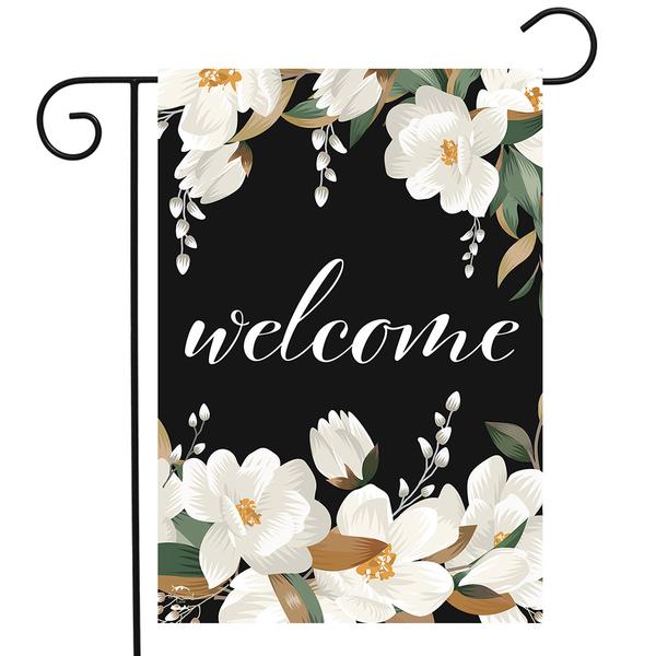 Briarwood Lane White Magnolias Welcome Garden Flag