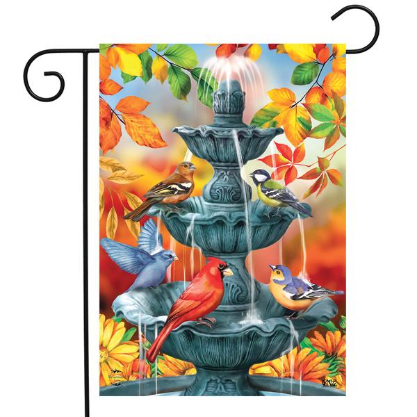Briarwood Lane Bath Time Birds Autumn Garden Flag
