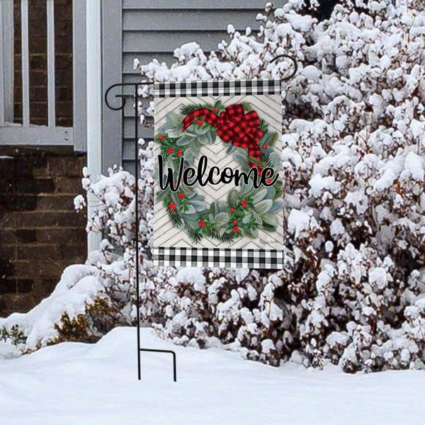Briarwood Lane Winter Wreath Welcome Garden Flag alternate view