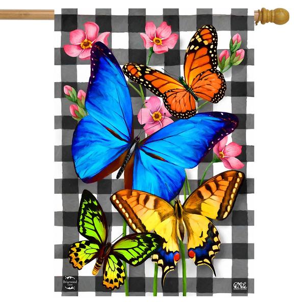 Briarwood Lane Checkered Butterflies Garden Flag