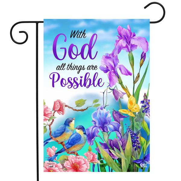 With God All Things Are Possible Garden Flag