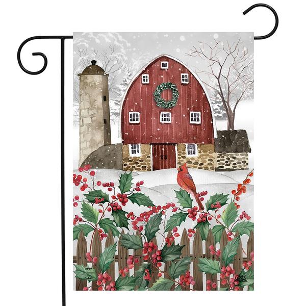 Briarwood Lane Snow Barn Garden Flag
