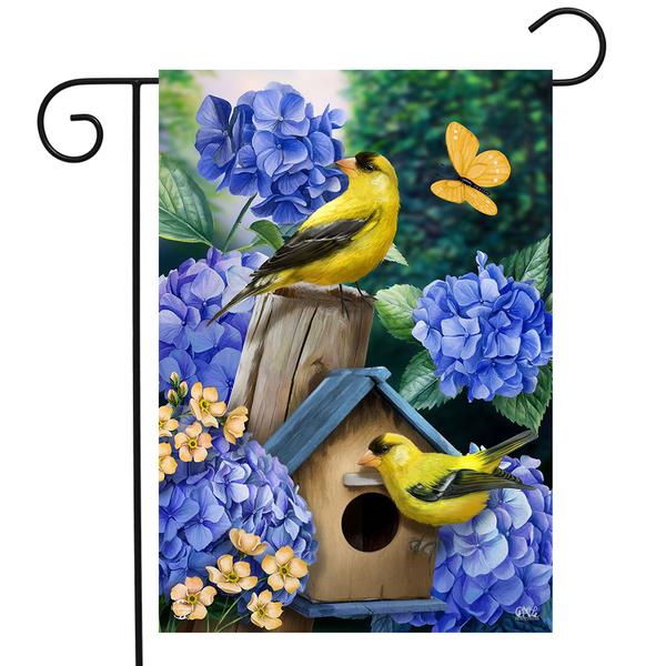 Briarwood Lane Goldfinches & Hydrangea Garden Flag