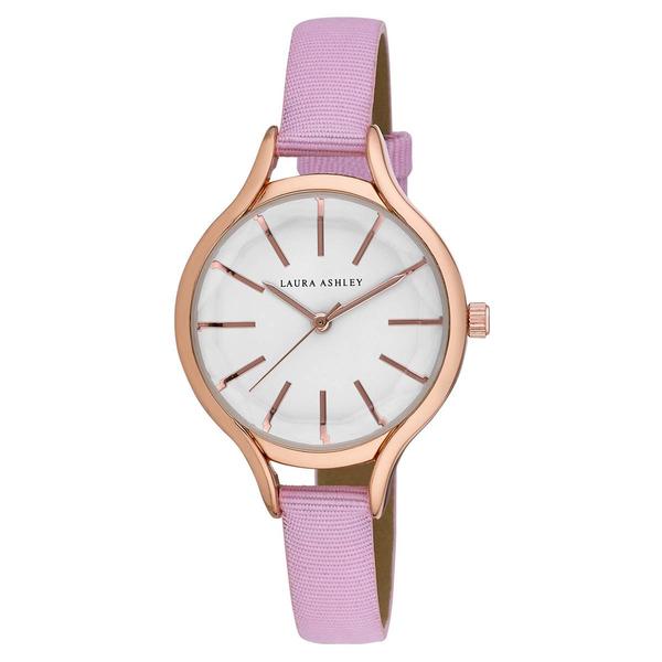 Womens Laura Ashley(R) Bubble Case Canvas Strap Watch - LA2038PK