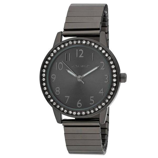Womens Laura Ashley(R) Stone Bezel Stretch Watch - LA2053BK