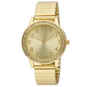 Womens Laura Ashley(R) Gold Stone Bezel Stretch Watch - LA2053YG