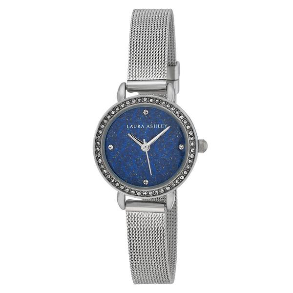 Womens Laura Ashley(R) Gemstone Dial Mesh Strap Watch - LA2064SS
