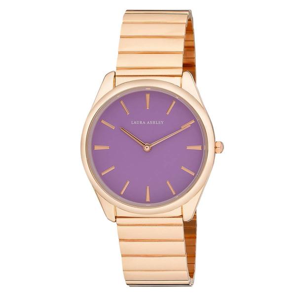 Womens Laura Ashley(R) Purple Dial Gilded Bracelet Watch - LA2069RG