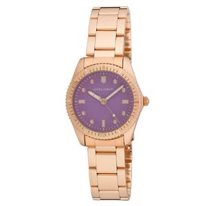 Womens Laura Ashley(R) Purple Dial Diver Bracelet Watch - LA2070RG