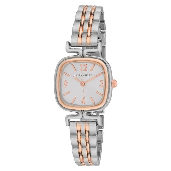 Laura Ashley(R) Rounded Square Link Bracelet Watch - LA2106TTRG
