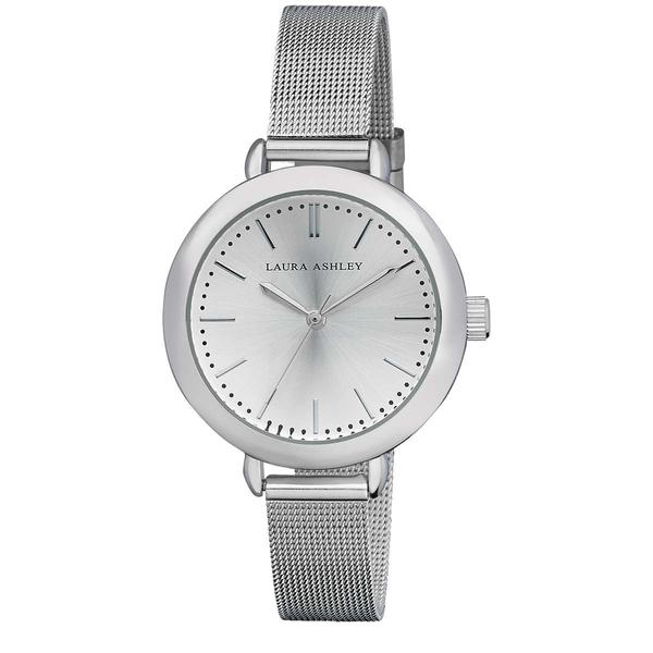 Womens Laura Ashley(R) Silver Mesh Strap Watch - LA31026SS