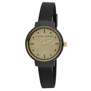 Womens Laura Ashley(R) Glitz Dial Mesh Watch - LA31041BK