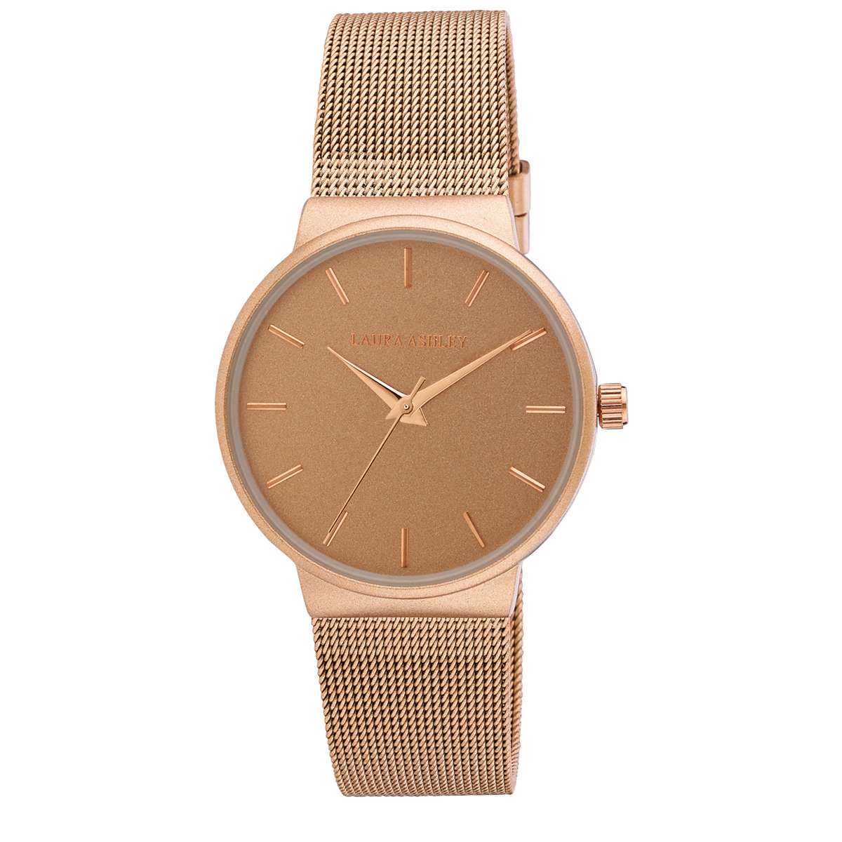 Womens Laura Ashley(R) Minimalist Rose Gold Mesh Watch - LA31043RG