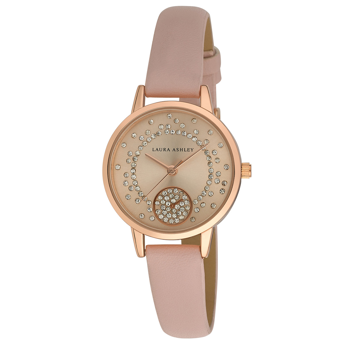 Womens Laura Ashley(R) Pink Strap Rose Gold Case Watch - LA31102PK