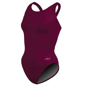 Womens Dolfin(R) Team Solid HP Back One Piece Swimsuit - Maroon