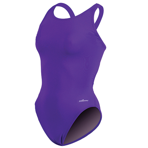 Womens Dolfin(R) Team Solid HP Back One Piece Swimsuit - Purple