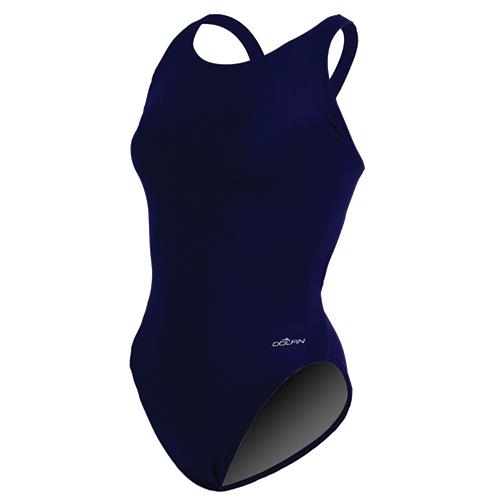 Womens Dolfin(R) Team Solid HP Back One Piece Swimsuit - Navy
