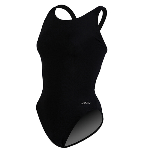 Womens Dolfin(R) Team Solid HP Back One Piece Swimsuit - Black