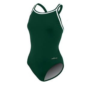 Womens Dolfin(R) Team Solid DBX Back One Piece Swimsuit - Forest