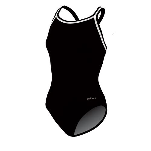 Womens Dolfin(R) Team Solid DBX Back One Piece Swimsuit - Black