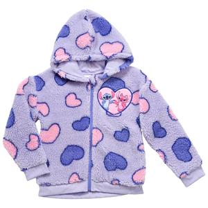 Girls (4-6x) Disney Stitch Heart Sherpa Full Zip Hooded Jacket
