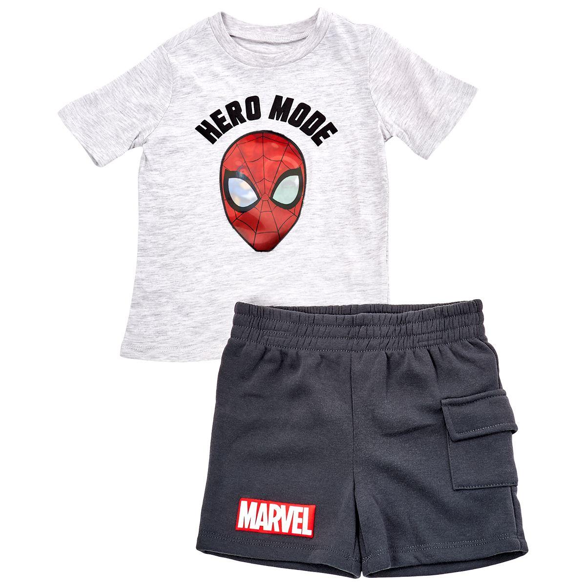 Toddler Boy Marvel Spider-Man Short Sleeve Top & Shorts Set-Grey