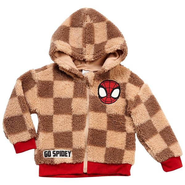 Toddler Boy Marvel Spider-Man Graphic Hooded Sherpa Jacket alternate view