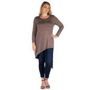 Plus Size 24/7 Comfort Apparel Asymmetrical Tunic Blouse alternate view