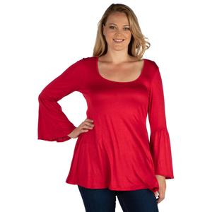 Plus Size 24/7 Comfort Apparel Long Sleeve Flared Tunic Blouse