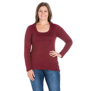 Plus Size 24/7 Comfort Apparel Long Sleeve Scoop Neck Tee alternate view