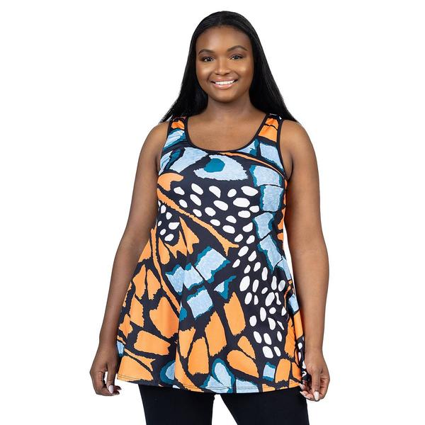 Plus Size 24/7 Comfort Apparel Butterfly Scoop Neck Tank Top