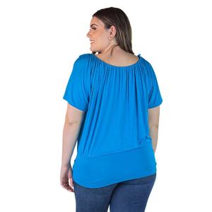 Plus Size 24/7 Comfort Apparel Short Sleeve Split Shoulder Blouse alternate view