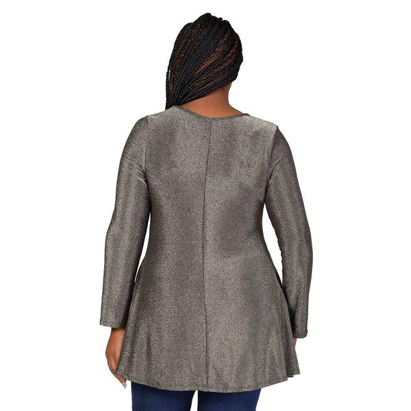 Plus Size 24/7 Comfort Apparel Long Sleeve Shimmery Tunic Blouse alternate view