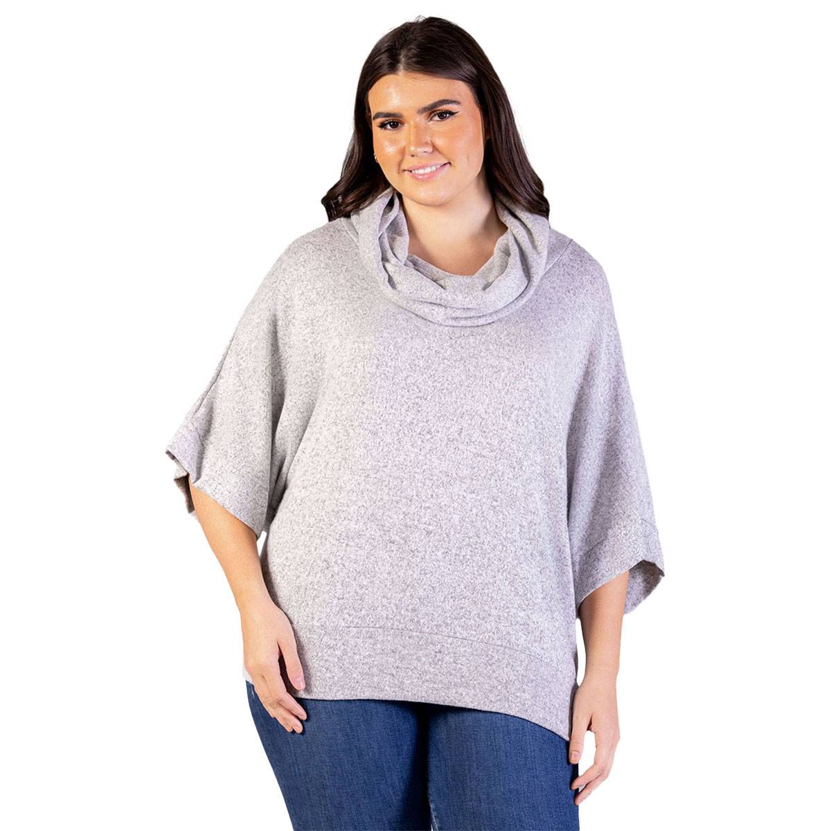 Plus Size 24/7 Comfort Apparel Cowl Neck Sweater