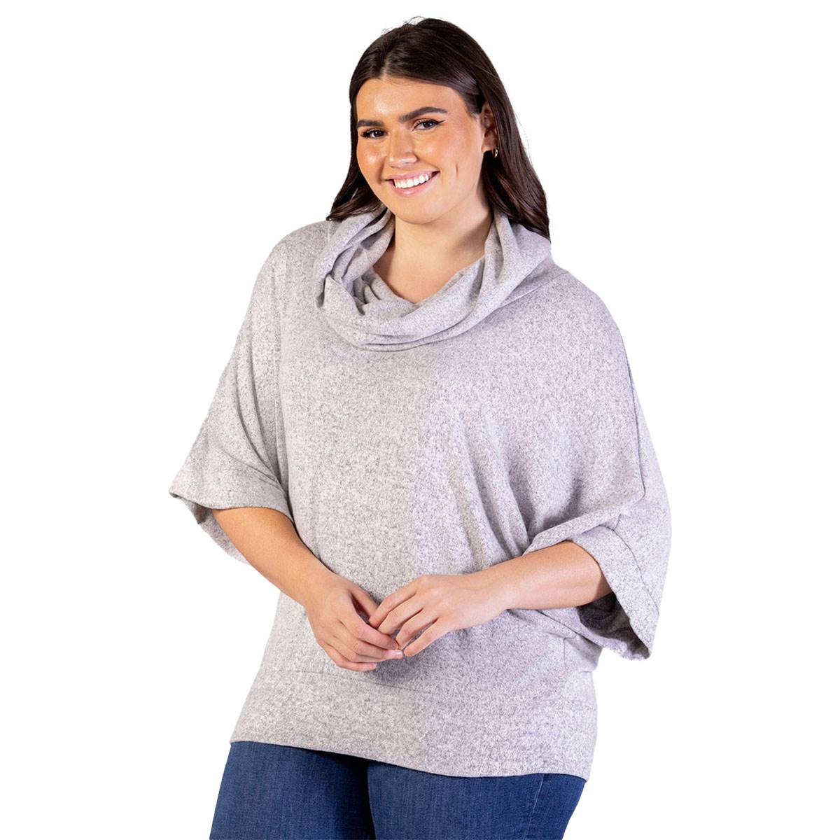 Plus Size 24/7 Comfort Apparel Cowl Neck Sweater