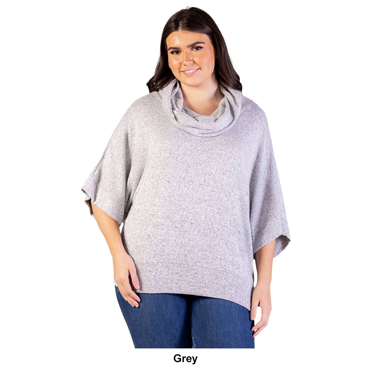 Plus Size 24/7 Comfort Apparel Cowl Neck Sweater