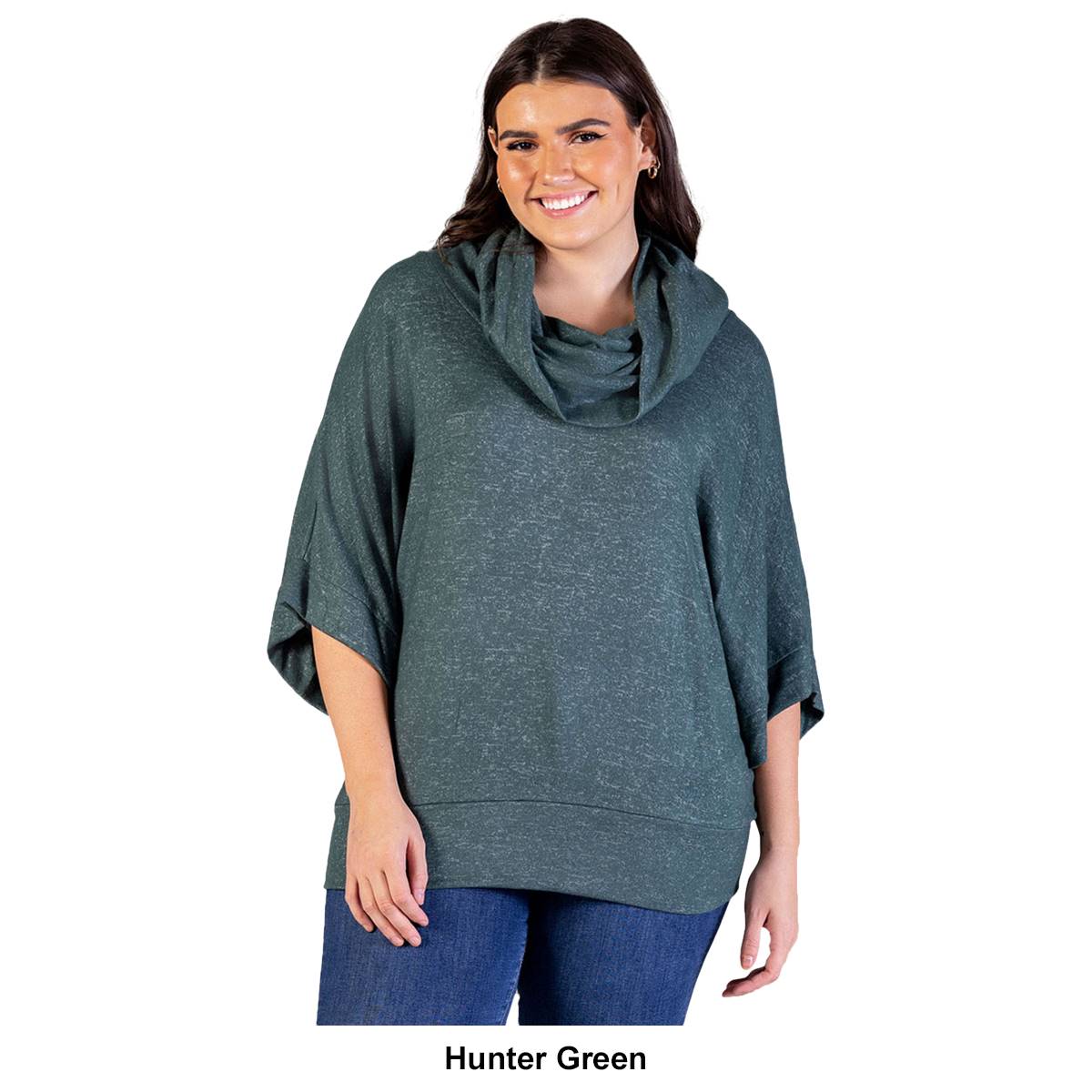 Plus Size 24/7 Comfort Apparel Cowl Neck Sweater