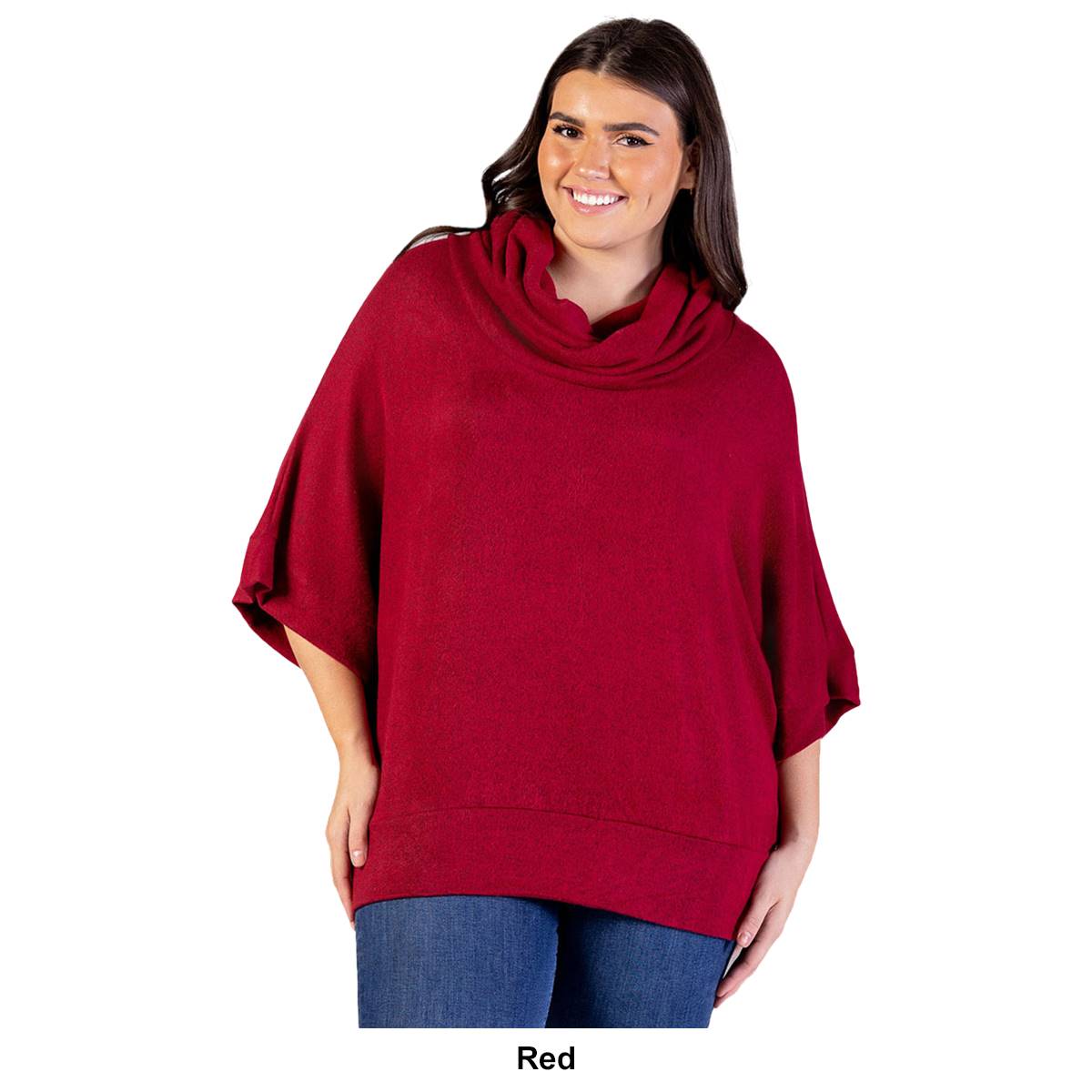 Plus Size 24/7 Comfort Apparel Cowl Neck Sweater