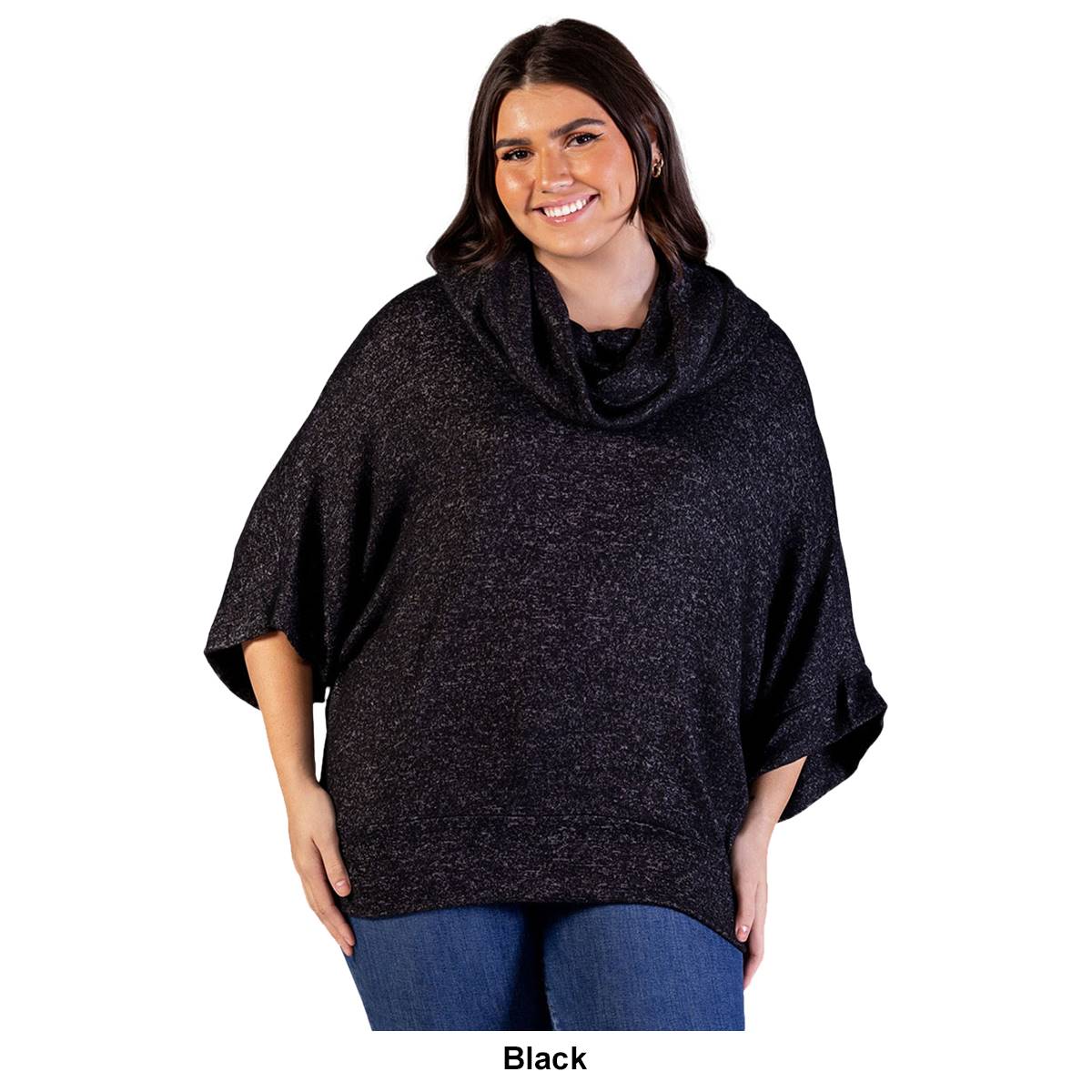 Plus Size 24/7 Comfort Apparel Cowl Neck Sweater