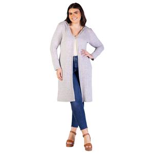 Plus Size 24/7 Comfort Apparel Knee Length Hooded Cardigan