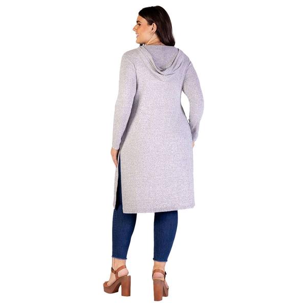 Plus Size 24/7 Comfort Apparel Knee Length Hooded Cardigan alternate view