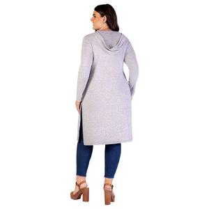 Plus Size 24/7 Comfort Apparel Knee Length Hooded Cardigan alternate view