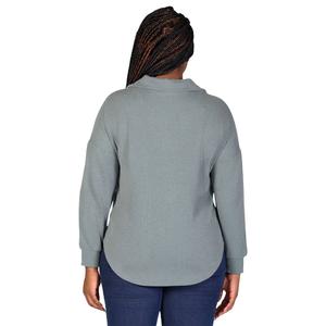 Plus Size 24/7 Comfort Apparel Collared Ribbed Button Down alternate view