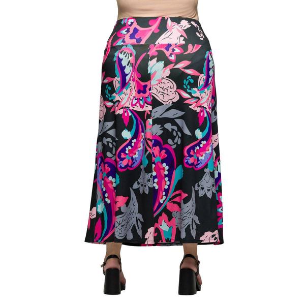 Plus Size 24/7 Comfort Apparel Pink Paisley A-Line Maxi Skirt alternate view