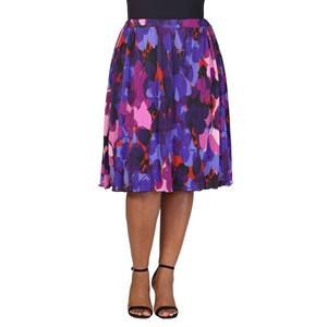 Plus Size 24/7 Comfort Apparel Multicolor Accordion Midi Skirt